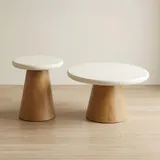 Set De Mesas Centrales Mdf-y-microcemento Cleo