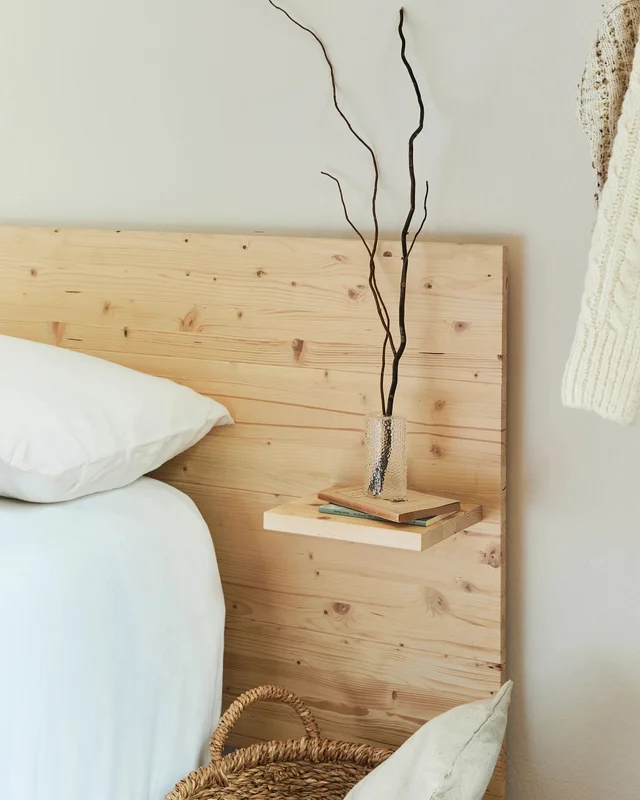 Cabecero con mesitas de noche Nala en Madera natural - Respaldos de cama, Uruguay | Tree House Deco, vista 4