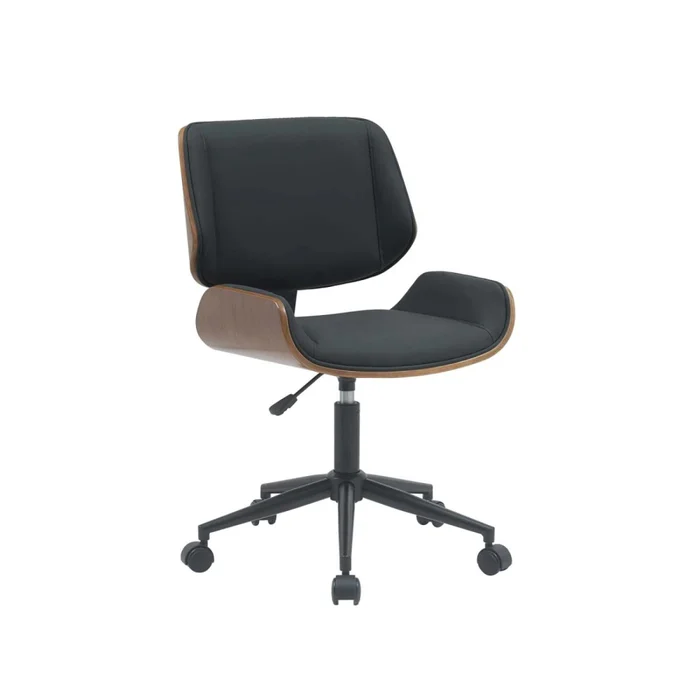 Asiento Oficina Medio Madera-y-pu Negro Zen en Negro - Escritorios y sillas de escritorio, Uruguay | Divino