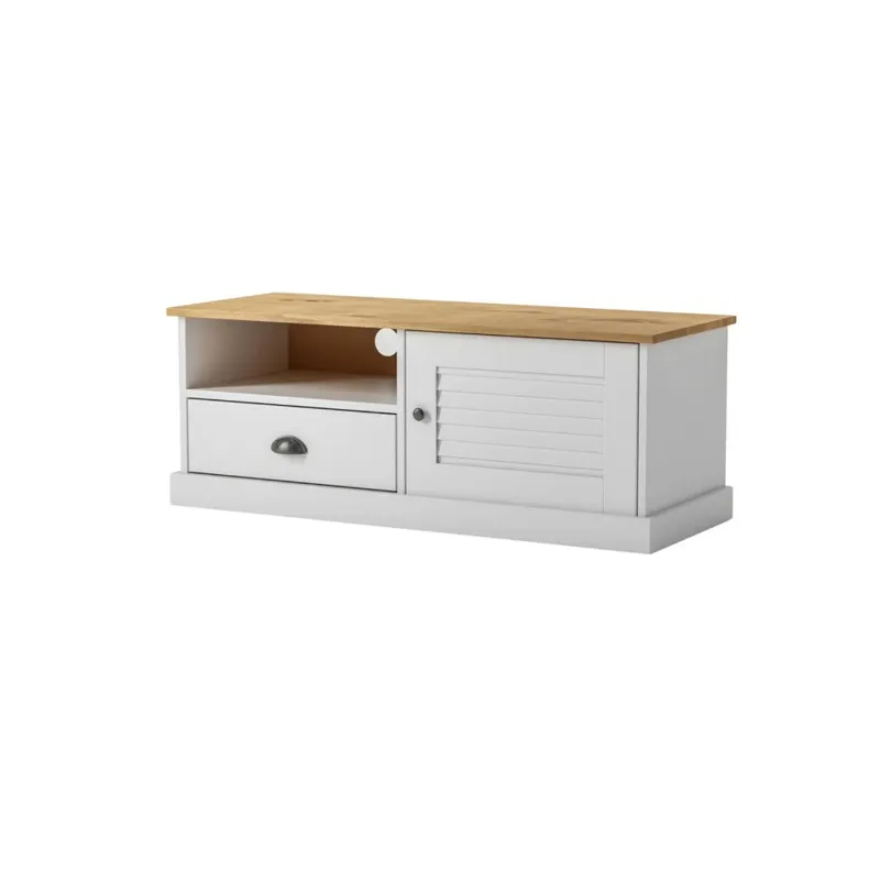 Rack de TV - 1 Puerta - 1 Cajón - Línea Oslo - Blanco en Blanco - Muebles para TV, Uruguay | Ecowood