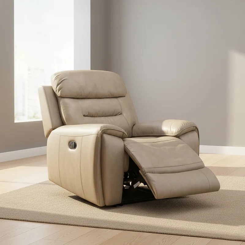 Poltrona Reclinable Cuero Memphis Beige en Beige - Sillones y sofás, Uruguay | Divino