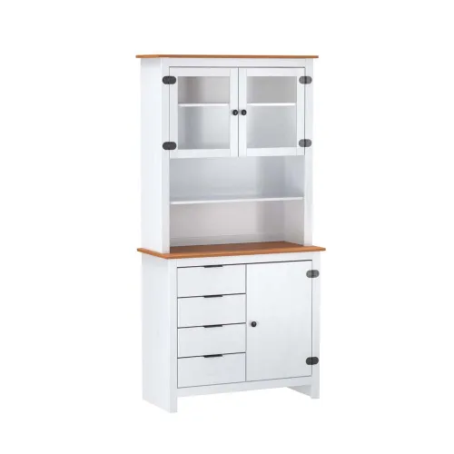 Cristalera Aparador 4 Cajones 3 Puertas 100% Madera en BLANCO CAFE - Muebles, Uruguay | Soy Hogar