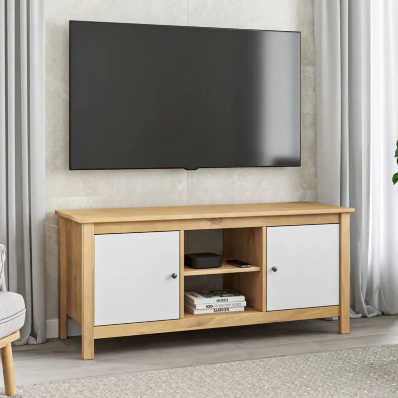 Rack para TV 2 Puertas - Línea Maden - Blanco en Blanco - Muebles para TV, Uruguay | Ecowood