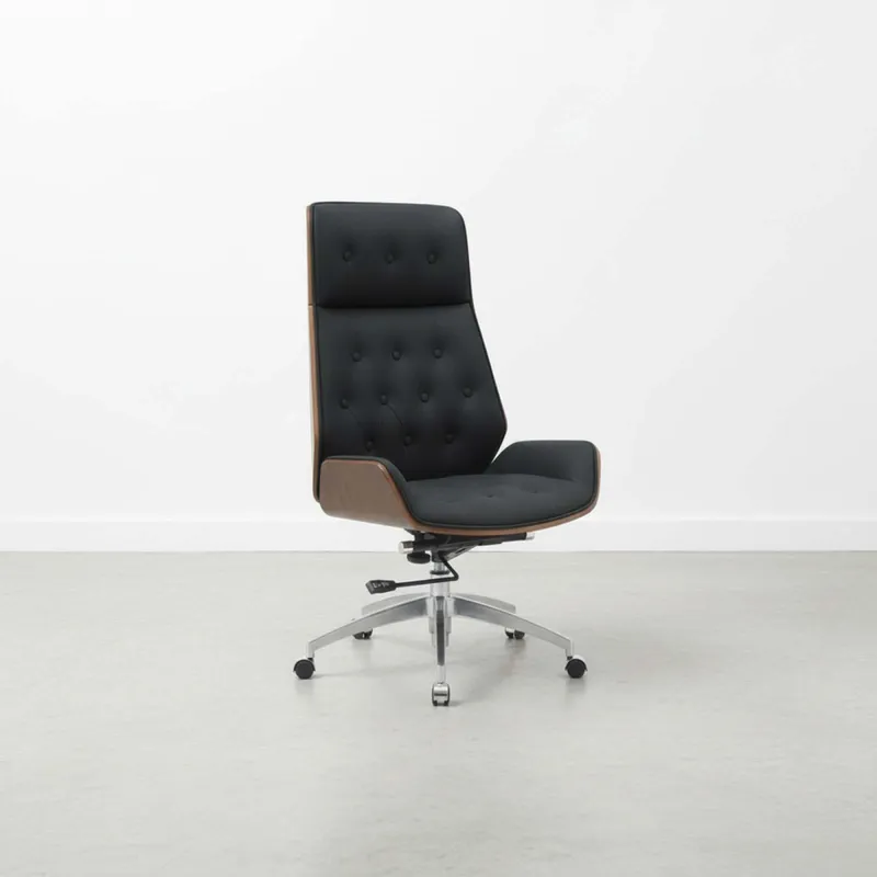 Asiento Gerencial Alto Madera-y-pu Negro Confort en Negro - Escritorios y sillas de escritorio, Uruguay | Divino
