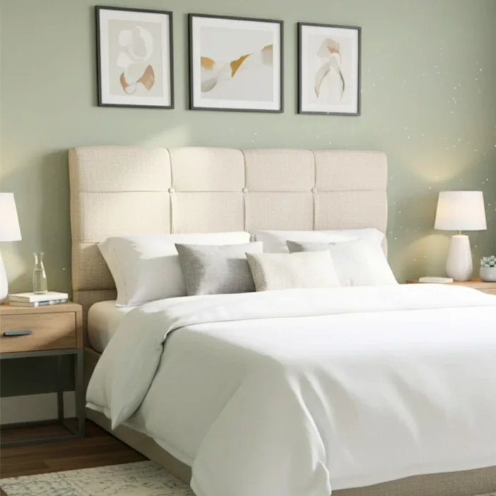 Respaldo 1 Plaza 1/2 Madera y Tela - London - Arena en Beige - Respaldos de cama, Uruguay | Rústico Hogar