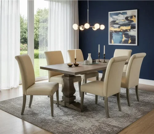 Juego Comedor Madera Ozark Doble Pie Central 6 Sillas Vestir A Eleccion en A Eleccion - Mesas de comedor, Uruguay | Ozark Home