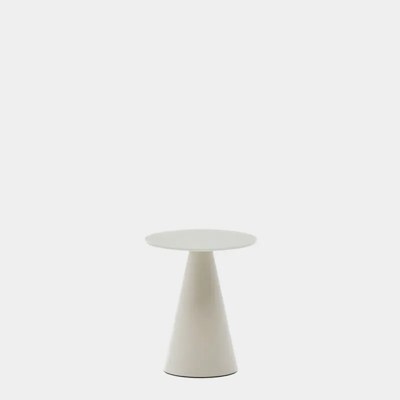 Mesa auxiliar Wilshire vidrio templado glaseado y acero acabado pintado gris mate Ø35cm en Gris - Mesas de arrimo, Uruguay | Kavehome