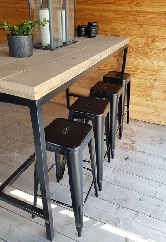 Banco Alto Tólix de Metal - Apilable en Negro - Sillas, Uruguay | Unsi, vista 3