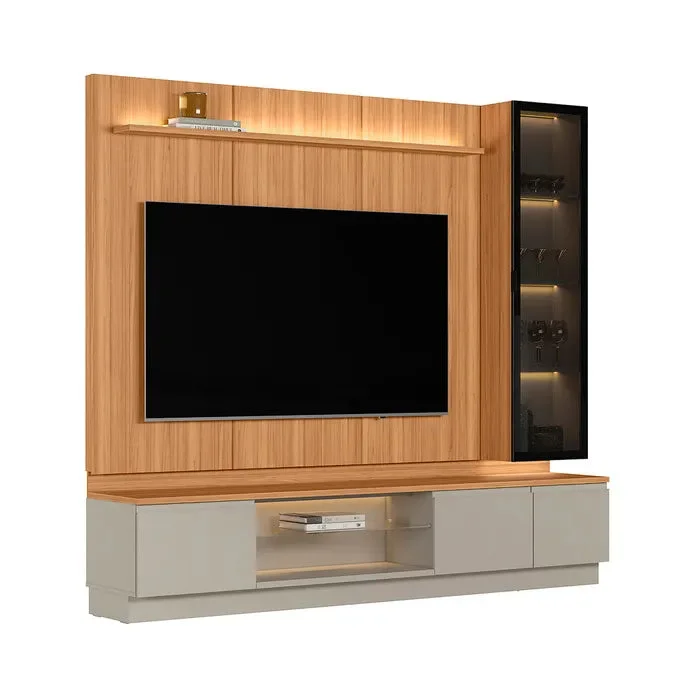 Conjunto Modular - Magnum 245CM - Cristalero Led en Madera natural - Muebles para TV, Uruguay | Balton, vista 8