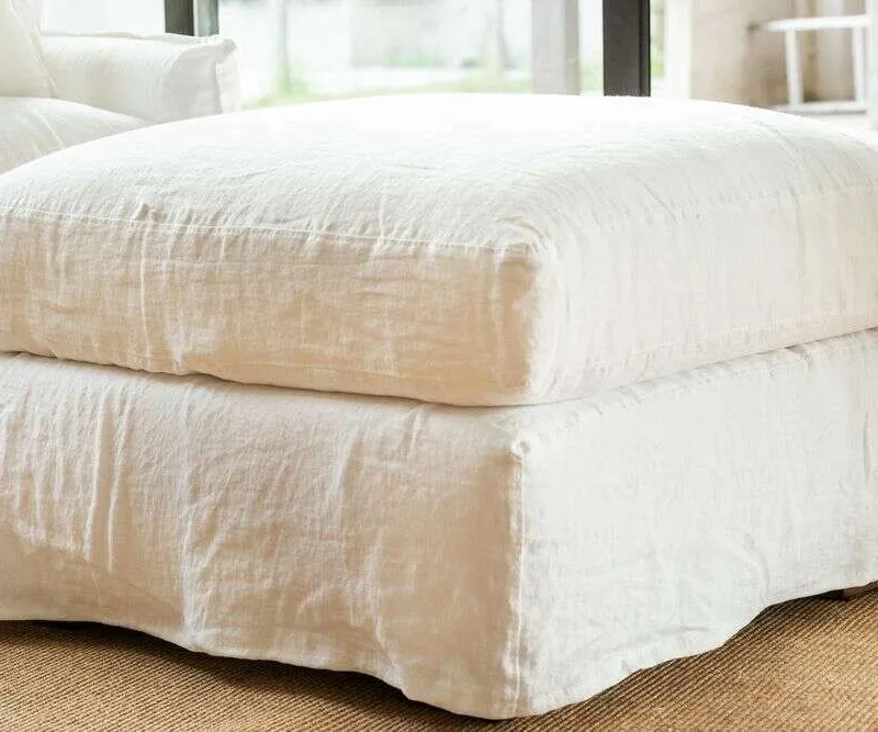 PUFF ALMA LINO BLANCO - 81 X 81 CMS - Sillones y sofás, Uruguay | La Iberica