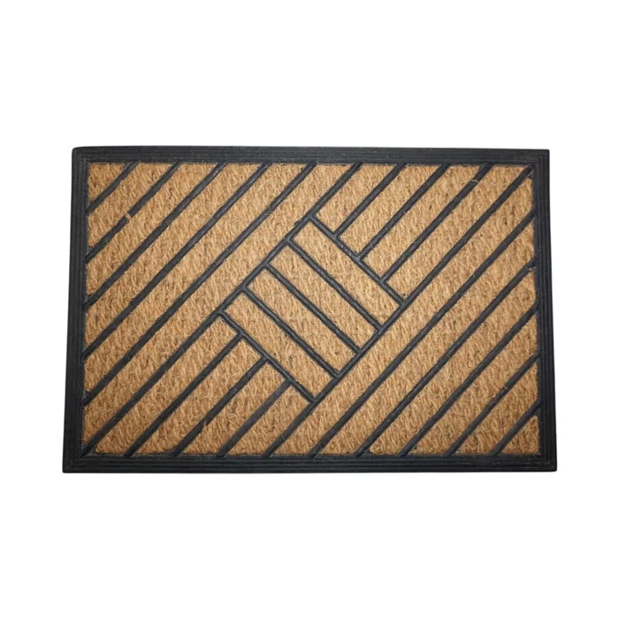 FELPUDO COCO/GOMA 40X60CM H.1CM LINEAS CRUZADAS en Marrón - Textiles, Uruguay | Decohogar