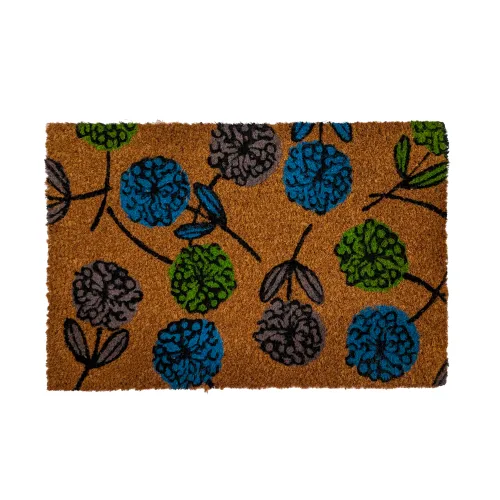 Felpudo de coco - Flores Azul/Verde - 40 x 60 cm - Decoración, Uruguay | Concetto Casa