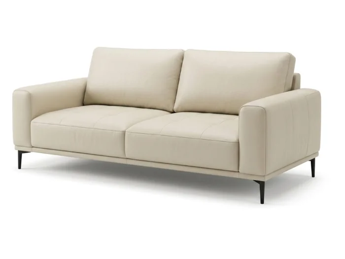 Sofa 3 cps LORENZO Cuero Vacuno - Beige en Beige - Sillones y sofás, Uruguay | Finkel, vista 2