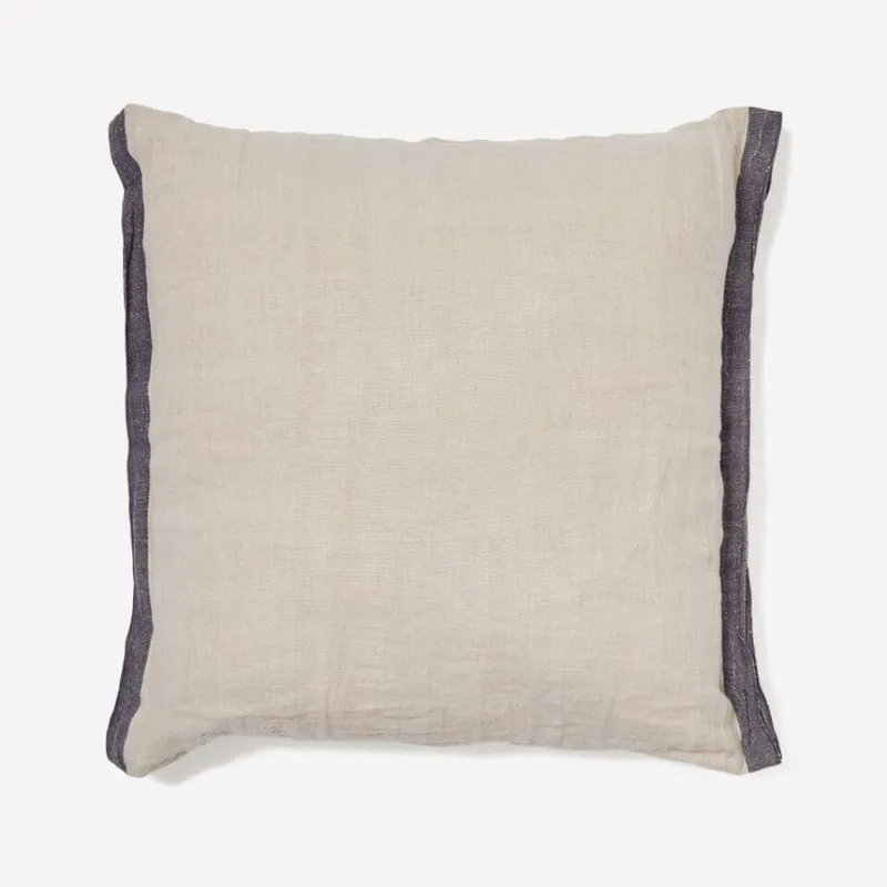Almohadón Suerta 100% lino beige - y azul 45 x 45 cm en Amarillo - Textiles, Uruguay | Kavehome