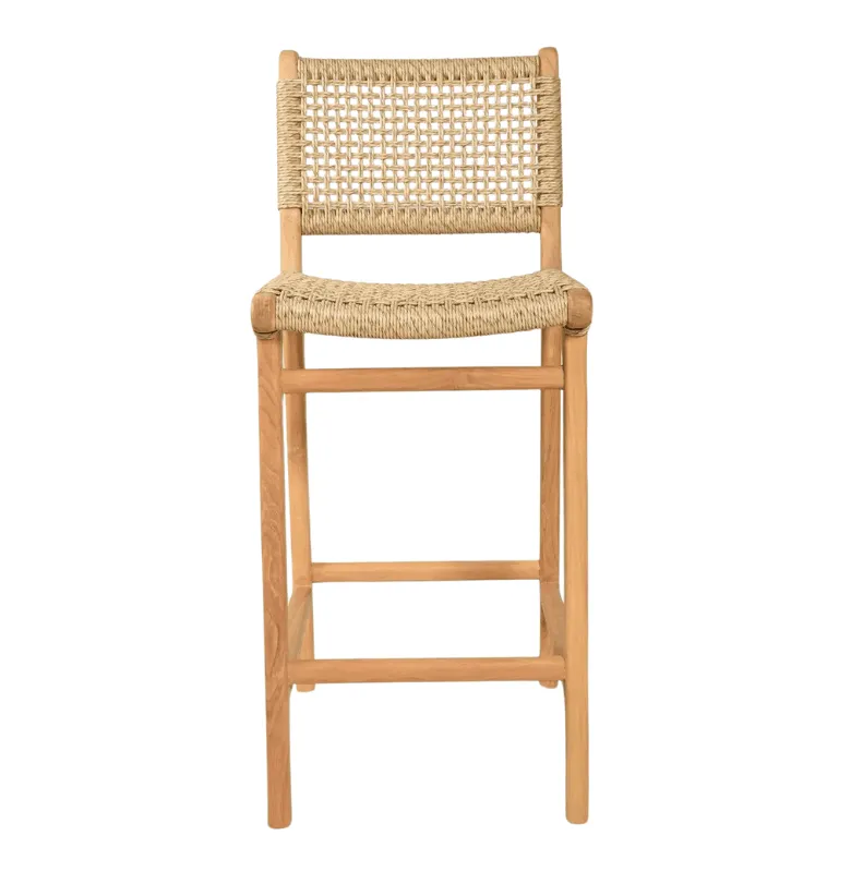 BANCO ALTO CATANIA TEKA Y CUERDA H65 CM NATURAL en Madera natural - Butacas, banquetas y puffs, Uruguay | Masinfinito Casa
