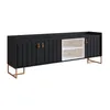 Rack Trendy 160cm - Negro/Mármol (Pie Dorado) - Muebles para TV, Uruguay | Berna home, vista 1 de 3