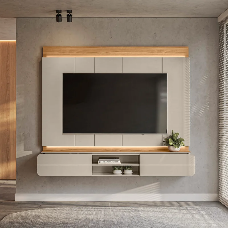 Panel para TV Zurique 200cm con Kit Led MDF/MDP en Beige - Muebles para TV, Uruguay | Balton, vista 6