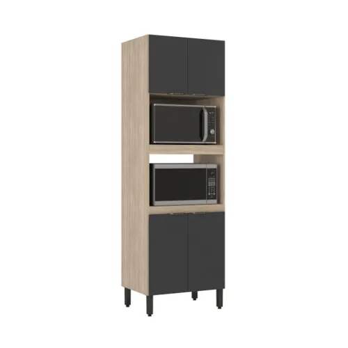 Panelero Mueble Cocina Duplo 4 Puertas 5 Estantes Microondas Gris en Gris - Roperos y placares, Uruguay | Soy Hogar