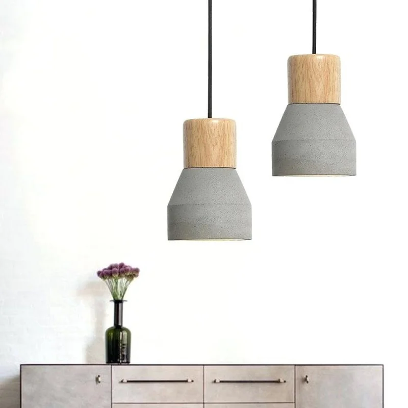 Luminaria de cemento y madera 12.5*16cm - GRIS NATURAL en Gris - Lámparas colgantes, Uruguay | Iluminica, vista 4