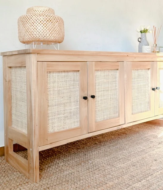 Rack con puertas y laterales en esterilla natural en Madera natural - Muebles, Uruguay | Decoramuss, vista 4