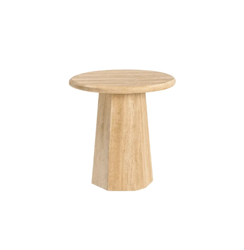 MESA LATERAL VERONA CIRCULAR TRAVERTINO D45XH50 en Beige - Mesas de arrimo, Uruguay | Masinfinito Casa