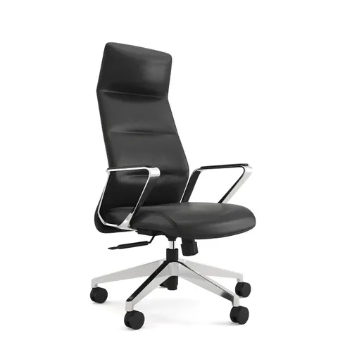 Silla ejecutiva Depa en eco cuero con respaldo alto en Negro - Escritorios y sillas de escritorio, Uruguay | Armo