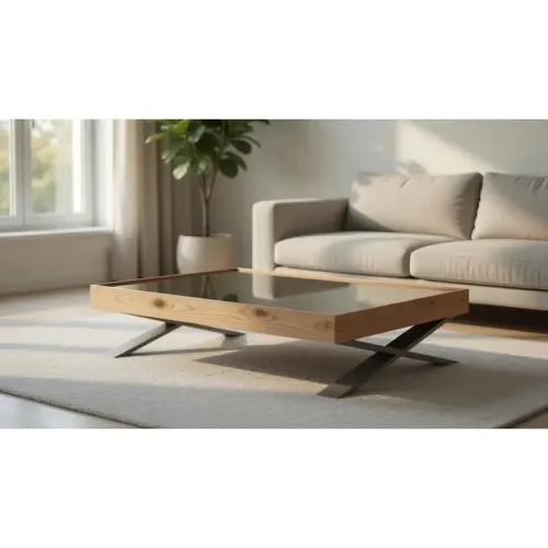 Mesa de centro con tapa de vidrio espejo - Mesas de living, Uruguay | Champagne Home