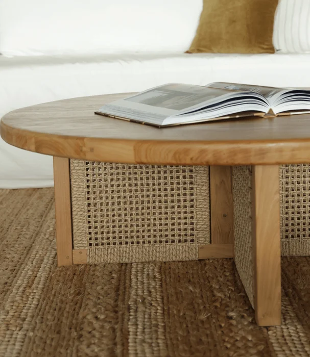 MESA LIVING REDONDA SALT RATTAN Y TEKA D120 en Madera natural - Mesas de living, Uruguay | Más Infinito Casa, vista 2
