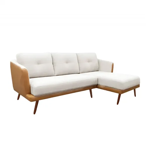 Sofá Con Chaise - Triunfo - 3 Cuerpos Marrón y beige - Chaise Izquierdo en Beige, Marrón - Sillones y sofás, Uruguay | Rústico Hogar
