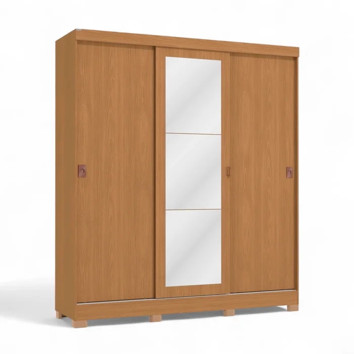 Ropero 3 Puertas Corredizas 180CM - Turin en Madera natural - Roperos y placares, Uruguay | Balton