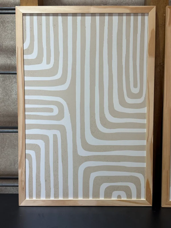 Kit 2 Cuadros - Abstracto Beige - 40 x 60 en Blanco / Beige – Material Marco: Pino – Moldura Caja - Decoración de pared, Uruguay | Berna home, vista 3