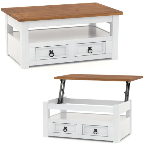 Mesa de Living Articulada Línea Naturale - Blanco/Roble en Multicolor - Mesas de living, Uruguay | La Cueva Muebles, vista 4