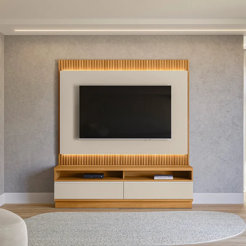 Rack con Panel Modular Sao Paulo 180cm con Led MDF/MDP - Muebles para TV, Uruguay | Balton