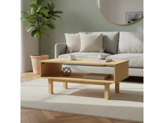 Mesa de centro Mel Linea Nordica en Madera Maciza en Madera natural - Mesas de living, Uruguay | Que Sal Muebleria