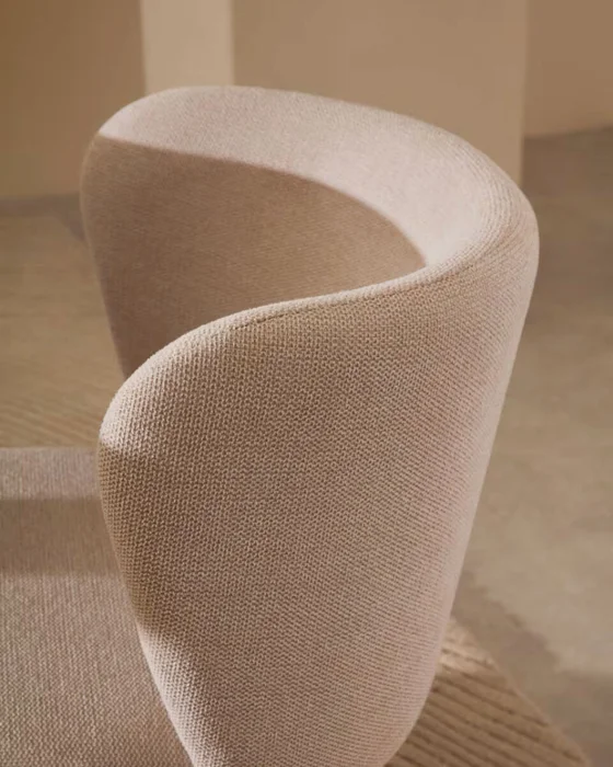 Silla Ciselia de chenilla beige y acero beige FSC Mix Credit en Beige - Sillas, Uruguay | Kavehome, vista 3