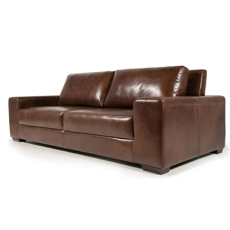 Sofá Boston - Cuero Natural - 2,5 cuerpos - A fabricar en Marrón - Sillones y sofás, Uruguay | NYR