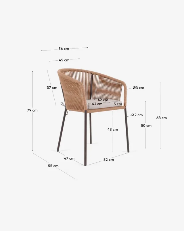 Silla Yanet - de cuerda beige y patas de acero galvanizado en Beige - Sillas, Uruguay | Kavehome, vista 9