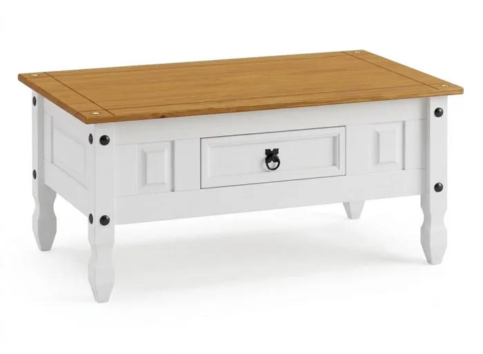 MESA DE CENTRO CORONA 1 CAJON BLANCO en Blanco - Mesas de living, Uruguay | Alfa Ventas