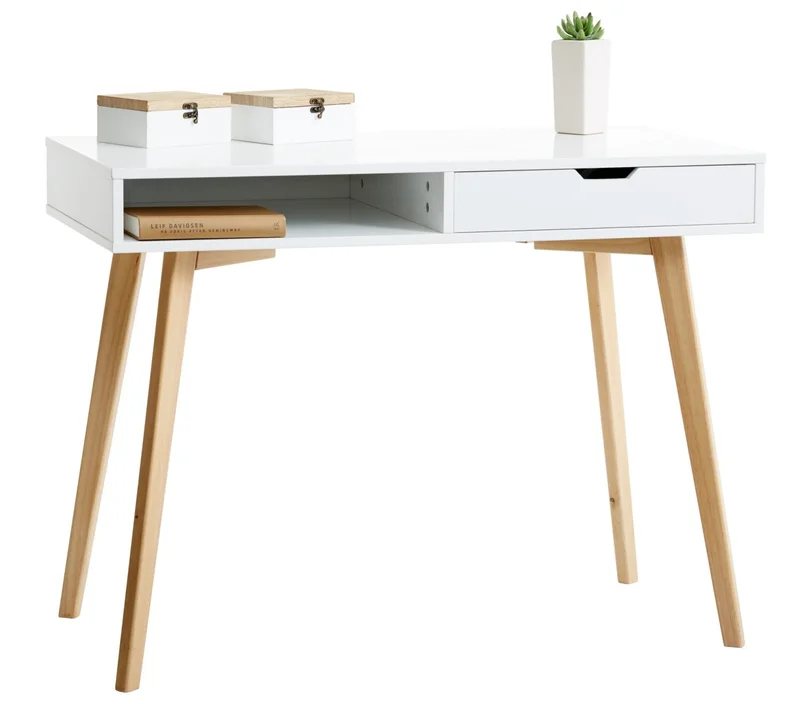 Escritorio TAMHOLT 50x100 blanco/natural en Blanco - Escritorios y sillas de escritorio, Uruguay | JYSK, vista 3
