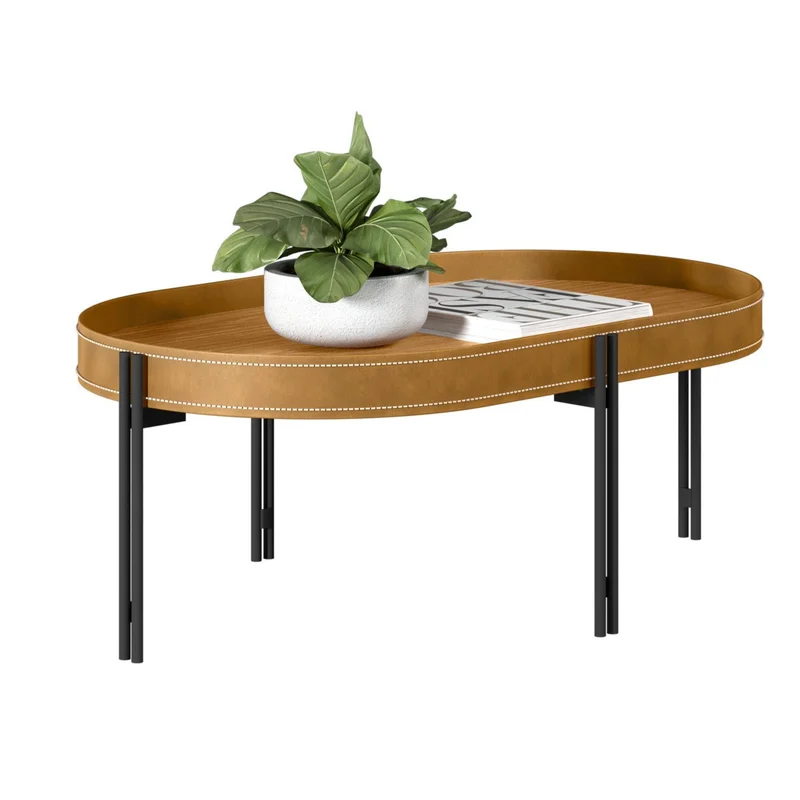 Mesa Ratona Monaco 93cm Cuero/MDF en Marrón - Mesas de living, Uruguay | Balton, vista 7