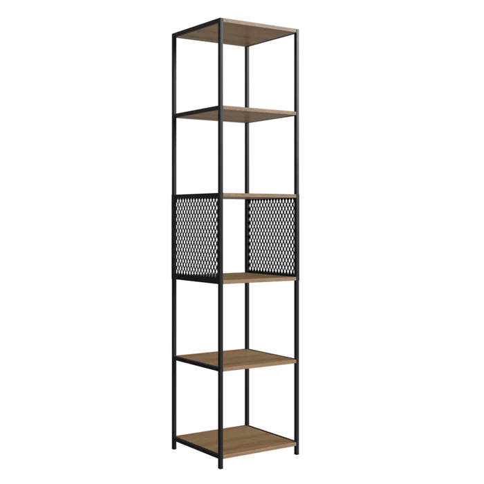 Estantería Industrial Alta - Miel con Negro en Negro - Bibliotecas, Uruguay | Champagne Home