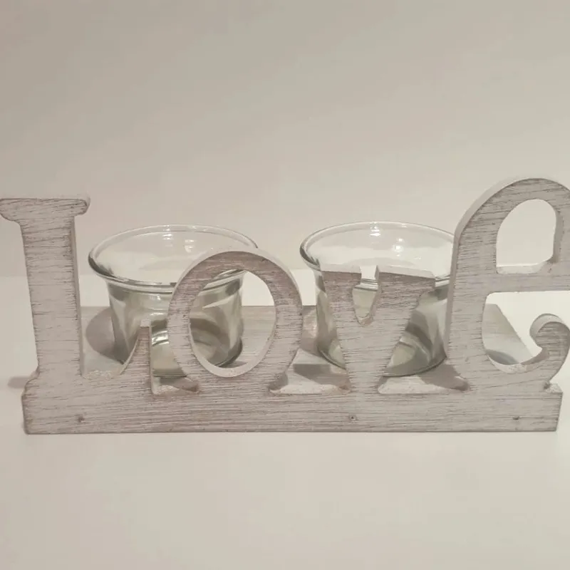 CANDELABRO LOVE 2 VELAS en Beige claro - Velas y Portavelas, Uruguay | Champagne Home