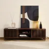 Mueble TV Beyla 2 puertas de chapa y madera maciza de fresno con acabado tono nogal 180 x 49,5 cm en Marrón - Muebles para TV, Uruguay | Kavehome, vista 2 de 8