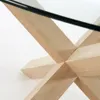 Mesa Lotus Ø 120 cm - de cristal patas madera maciza de roble en Madera natural - Mesas de comedor, Uruguay | Kavehome, vista 5 de 6
