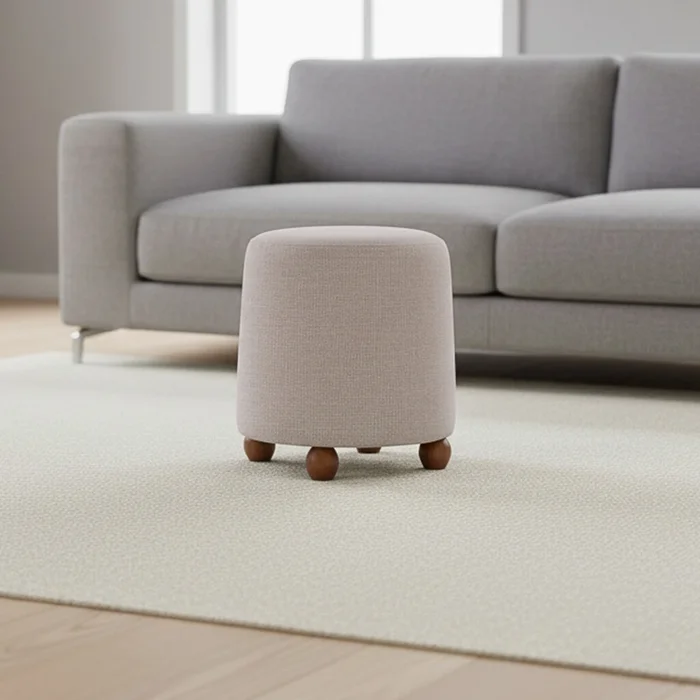 Puff Tela-y-madera Natural-beige Nox Beige en Beige - Sillones y sofás, Uruguay | Divino