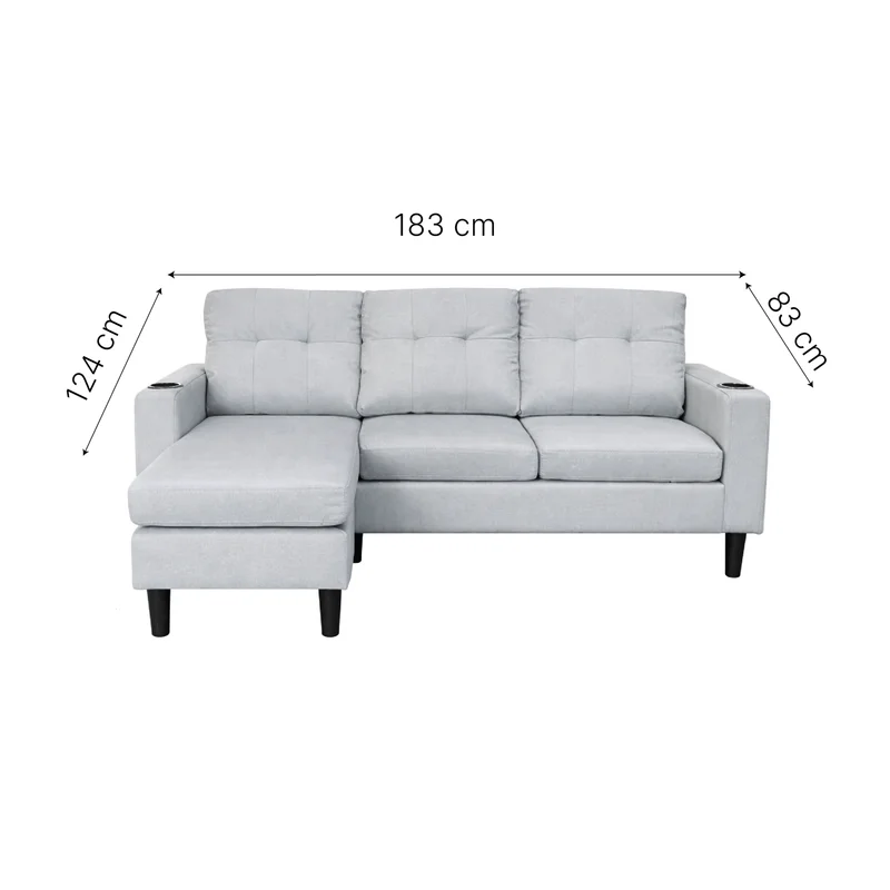 Sofá MILKA con Chaise Long en Gris - Sillones y sofás, Uruguay | Soy Hogar, vista 3