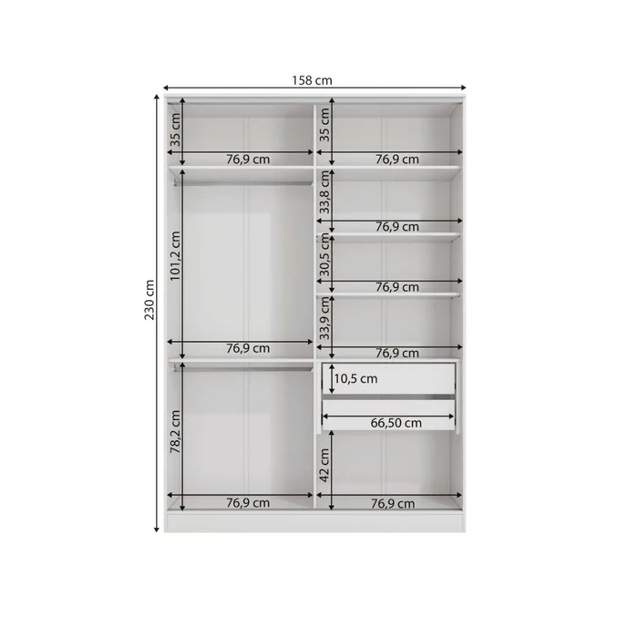 Placard 2 Puertas Mdp Blanco Oxford en Blanco - Roperos y placares, Uruguay | Divino, vista 3