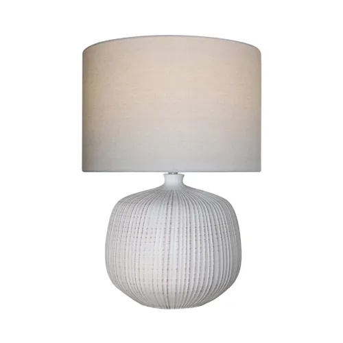 LAMPARA DE MESA CERAMICA D50x70CM LINEAS BLANCO en Blanco - Lámparas de mesa, Uruguay | Koz
