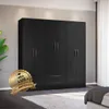 Armario Ropero Placard de 6 Puertas Línea Plus con 2 Cajones y Perchero Horizontal - MDP - Negro en Negro - Roperos y placares, Uruguay | Mulata, vista 4 de 11