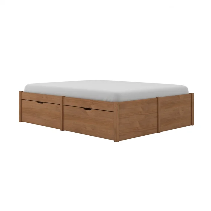 Cama Madera Maciza Con Cajones - 2 plazas - Linea Beauty - Amendoa en Marrón - Dormitorio, Uruguay | Rústico Hogar, vista 2